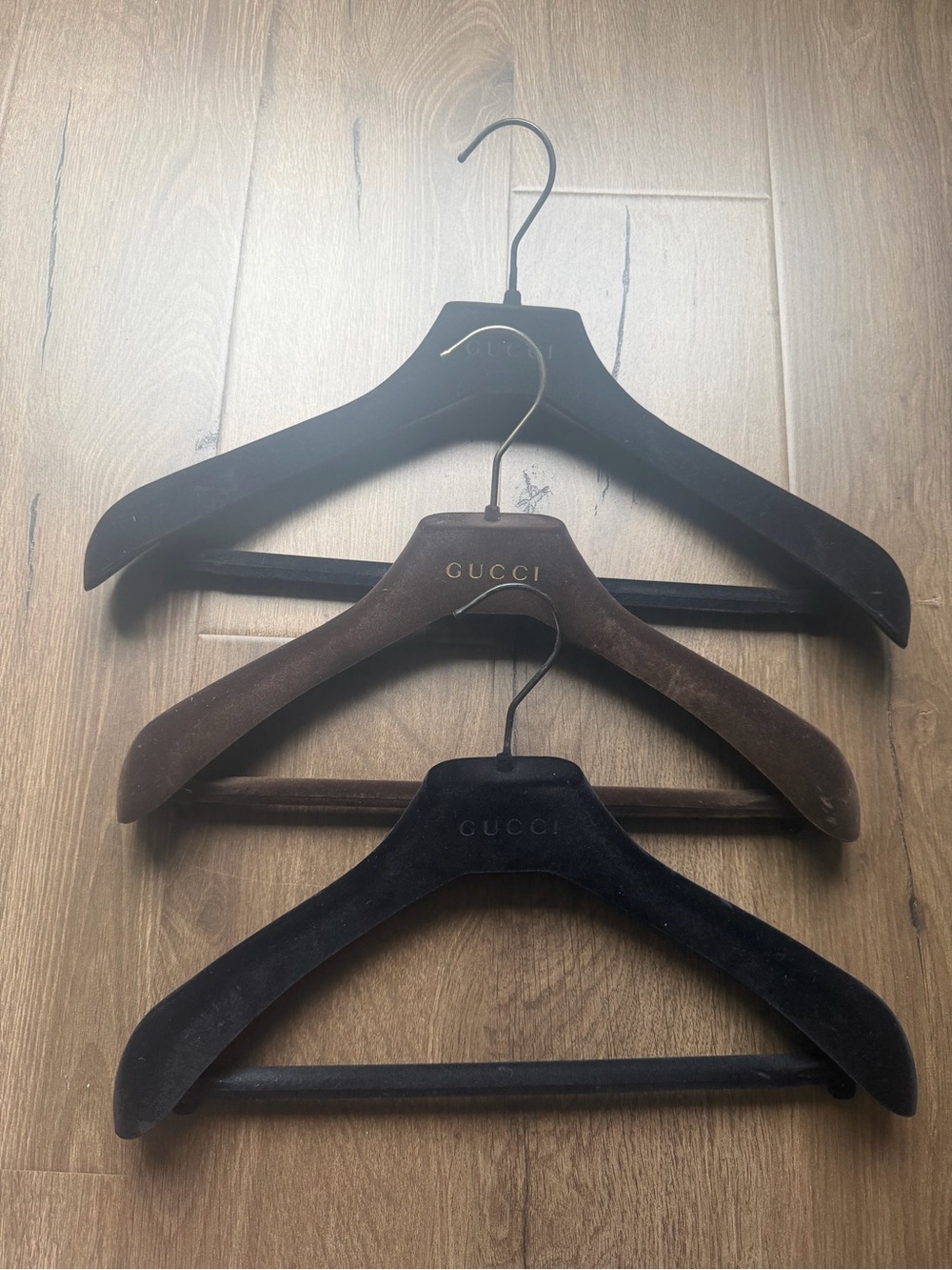 Gucci Velvet Hangers in 2 Black and 1 Brown